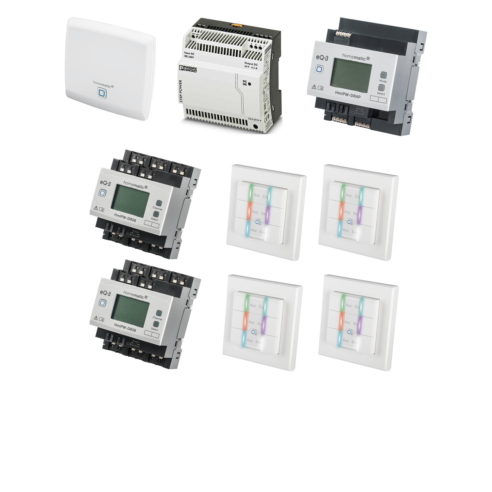 Homematic IP Wired Starter Set Licht - 1x HmIP-CCU3, 1x HmIPW-DRAP, 1x Netzteil, 4x HmIPW-WRC6, 2x HmIPW-DRS8 Homematic IP Wired Starter Set Licht - 1x HmIP-CCU3, 1x HmIPW-DRAP, 1x Netzteil, 4x HmIPW-WRC6, 2x HmIPW-DRS8